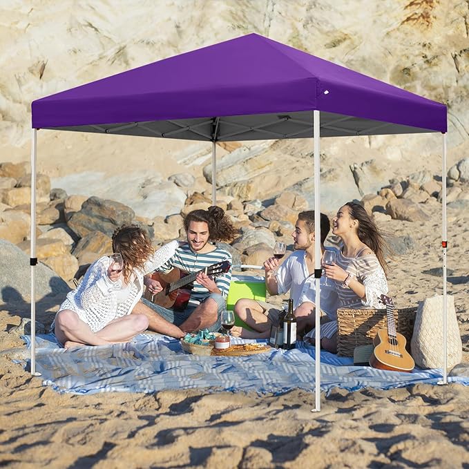 Northroad 8X8 FT Pop Up Canopy, Outdoor Instant Canopy Tent w/Carrying Bag, Portable Gazebo Shelter for Wedding Party,Commercial Event,Patio,Garden,Beach -Purple