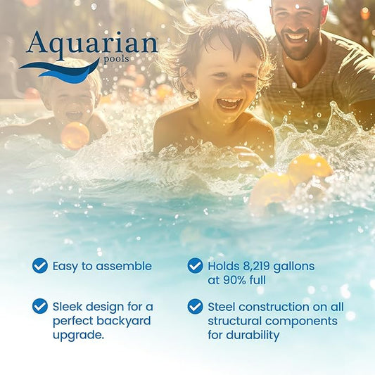 Aquarian Steel-Frame Outdoor Above-Ground Swimming Pool, Round, 21' x 52", Venetian