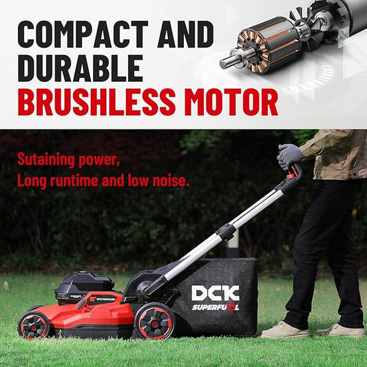 58V 21" Cordless Electric Lawn Mower - Self-Propelled, Brushless Motor, 3-in-1 (Mowing/Collecting/Mulching), 7 Cutting Heights, Foldable Handle, LED Light, 7.5Ah Battery + 8A Fast Charger Included