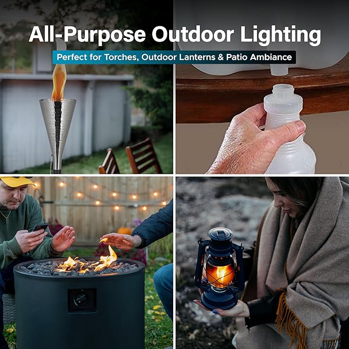 Firefly Tiki Torch Fuel – Clean-Burning Outdoor Lamp Oil for Tiki Torches and Lanterns. Low Smoke, Pure, Odorless Formula, Long-Lasting – Outdoor Patio & Garden Use - 5 Gallons