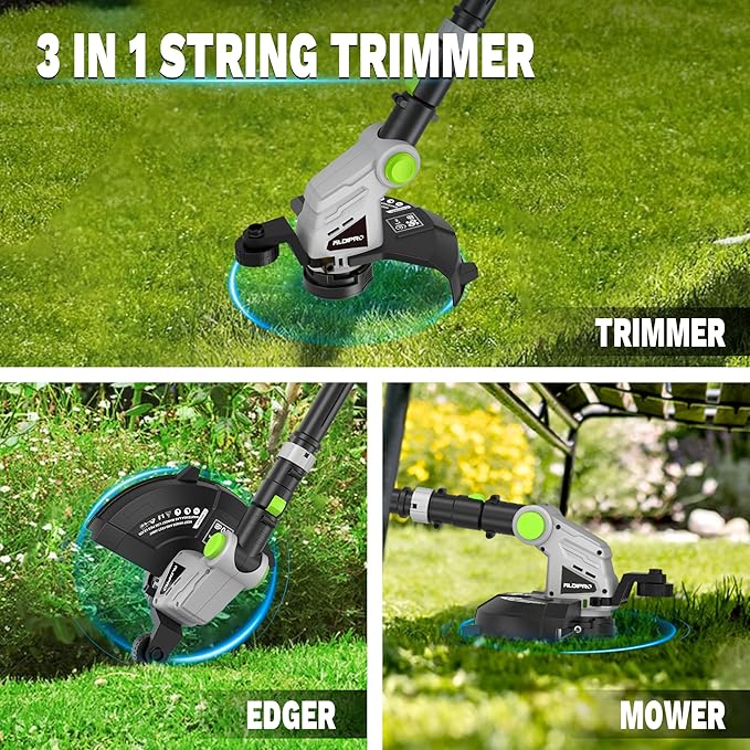 Cordless String Trimmer and Leaf Blower Combo with 2.0Ah Battery & Fast Charger, Ultra-Lightweight Blower 400CFM/130MPH and 12" Auto-Feed Weed Eater for Seniors/Women, Garden Lawn Care