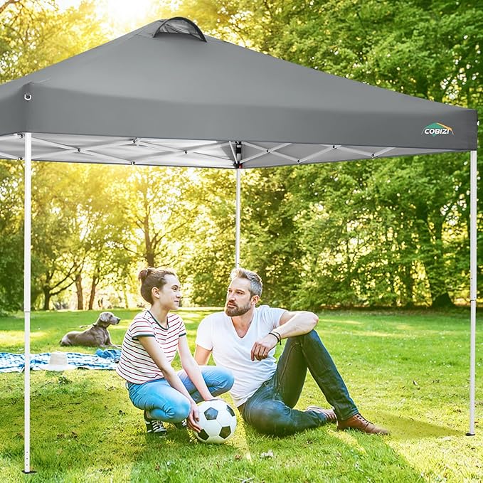 COBIZI Canopy Tent 10x10 Pop Up Outdoor Canopies with 4 Sidewalls Waterproof Commercial Instant Gazebo Tents for Party Patio Backyard with 4 Sandbags, 4 Stakes & 8 Ropes, Grey
