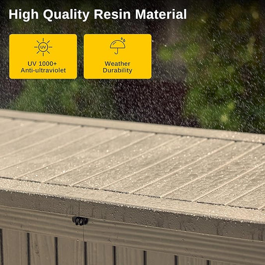 EAST OAK Outdoor Storage Box, 180 Gallon Deck Box, Large Resin Storage Bin for Patio Cushions, Gardening Tools, Lockable, Waterproof and UV Resistant, Grey