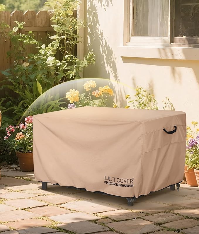 ULTCOVER Rectangular Gas Fire Pit Table Cover 57x22 inch Waterproof Heavy Duty Firepit Cover