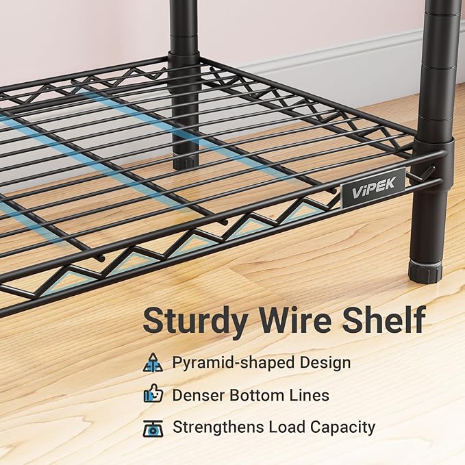 VIPEK V40 Wire Garment Rack Heavy Duty Clothes Rack for Hanging Clothes, Multi-Functional Bedroom Clothing Rack Freestanding Closet Wardrobe Rack, Max Load 1110lbs, Black