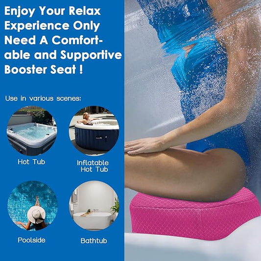 AEROiVi Hot Tub Booster Seat for Adults, 5 Inch Thick Supportive Cushion with Non-Slip Bottom, Weighted for Quick Sink without Float, Spa Booster Seat for Hot Tub (Including Inflatable), Pool, Bathtub