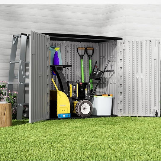 ZZM 37 Cu.ft Outdoor Storage Cabinet with One Tool Kit, Horizontal Storage Shed for Garage, Bike, Garbage Cans, Garden Accessories