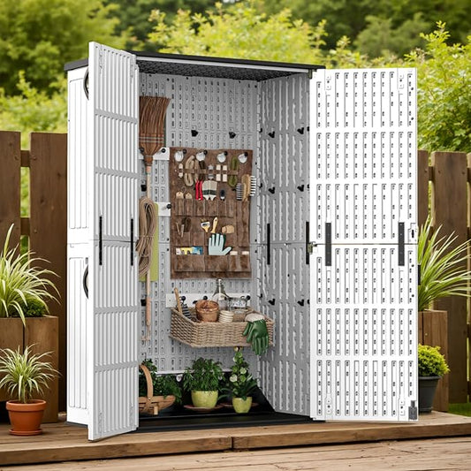 Patiowell 50 Cu.ft Outdoor Storage Cabinet with Lockable Door, Waterproof Horizontal Storage Shed for Tools and Patio Furniture, All-Weather Resin Shed Easy Assemble for Pool or Backyards, White