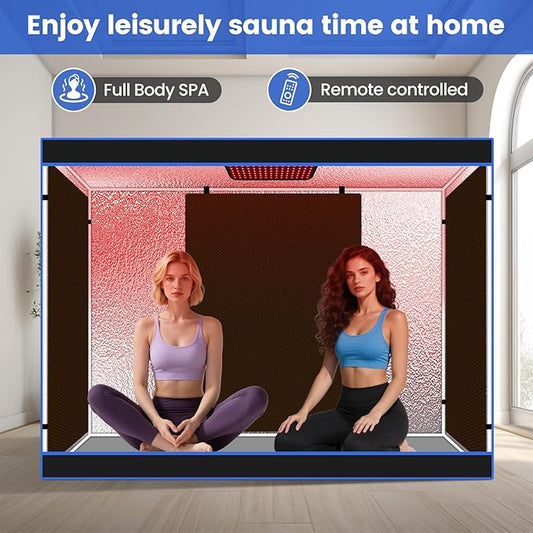 Portable Infrared Sauna with Red Light Therapy Lamp, 1 or 2 Person Lying Saunas Tent with Reclining Chair, Remote Control, Dry Heated Indoor Home Spa for Relaxation & Detox