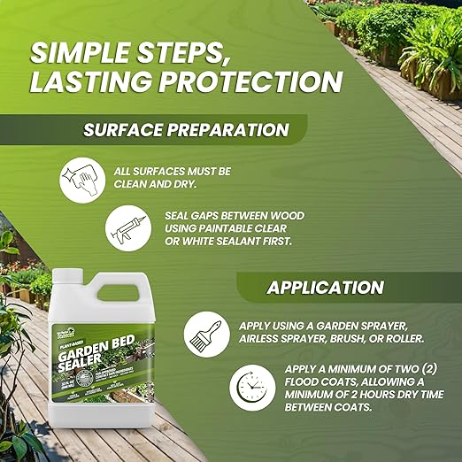 32oz Garden Box Sealer - Covers 37.5 to 187.5 sq ft., Ideal Garden Bed Sealer - Wood Waterproofing, Food Safe Sealant - Wood Sealant That Protects Against Sun, Water & Weather Damages