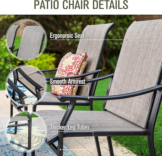 Sophia & William Patio Dining Set 7 Pieces, 6 Quick Dry Textilene Chairs and Large 64" Metal Dining Table, Durable All-Weather Patio Furniture for Lawn, Park, and Courtyard Support 350lbs