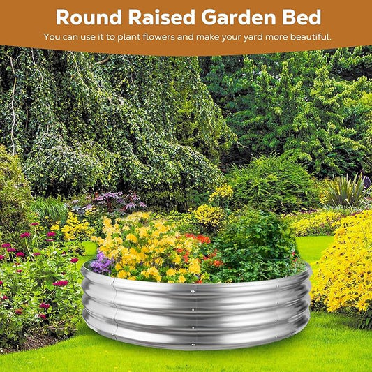 60 Inch Round Galvanized Fire Pit Ring, Silver Round Galvanized Fire Ring, 5 Feet Diameter Fire Pit, Outdoor Pits for Backyard, Camping, Bonfire