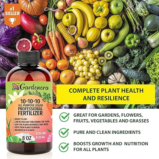 ๐๐๐๐๐๐๐๐๐๐ Professional 10-10-10 All Purpose Liquid Fertilizer Concentrate - Plant Food Concentrate for Lawns, Trees, Plants, Vegetables, Fruits & Flowers - Makes 48 Gallons - (8 OZ)