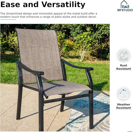 MFSTUDIO Patio Table and Chairs Set, 7 PCS Outdoor Dining Set with 6 Patio Dining Chairs and 1 Heavy Duty Metal 60" Table for 6, All Weather Resistant Patio Furniture, Grey