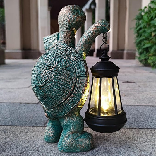 RCTTICUU Turtle Garden Statue Outdoor Décor with Solar Lights Lantern,Turtle Solar Light Figurines Outside Decorations for Yard,Lawn ,Patio, Balcony, Unique Housewarming Gifts