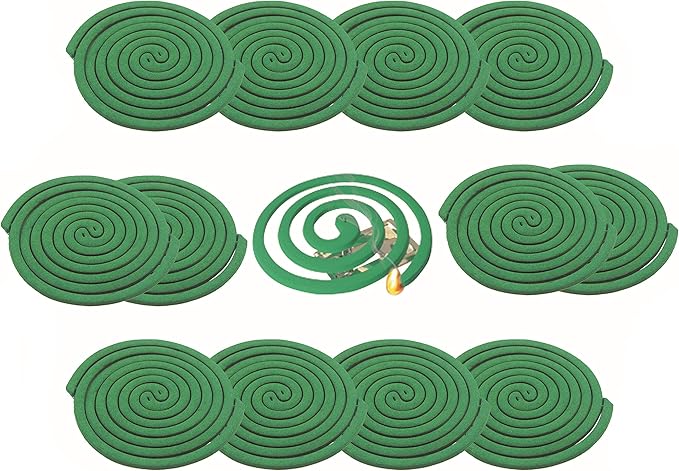 Mosquito Repellent Coils - Outdoor Use Reaches Up to 10 feet - Each Coil Burns for 5-7 Hours (16 coils & 8 Coil Stands)