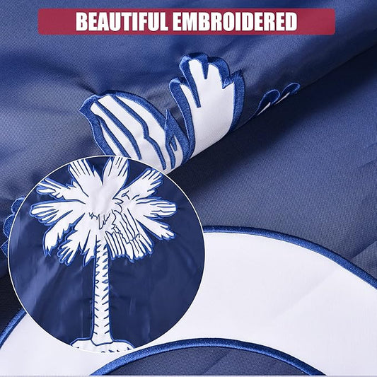 VICDRIA South Carolina State Flag 4x6 Ft, Deluxe Full Embroidered Heavy Duty Polyester Durable SC Outside Flags, Indoor/Outdoor, Sewn Stripes and Brass Grommets