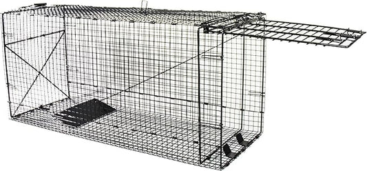 Humane Way Folding 50 Inch Live Humane Animal Trap - Safe Traps for All Animals - Dogs, Raccoons, Cats, Groundhogs, Opossums, Coyote, Bobcat - 50"x20"x26"