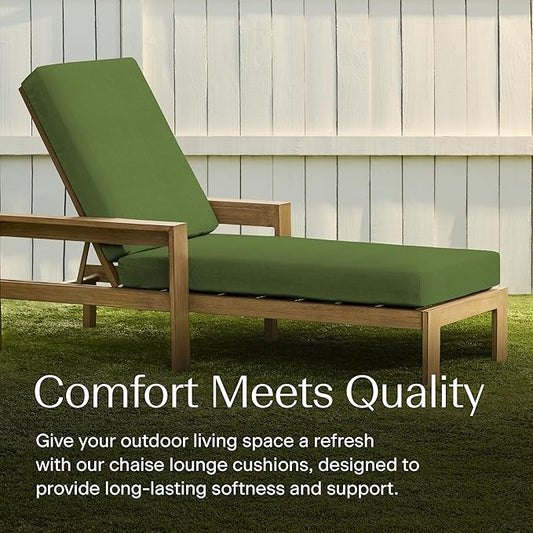 Honeycomb Outdoor Heritage Chaise, 22.5" W x 70" L, Textured Solid Artichoke Green Chair Cushion for Patio Furniture