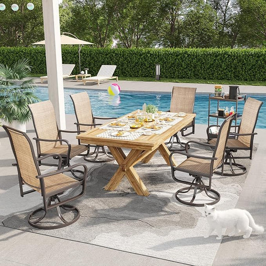 Aoxun Patio Chairs, Swivel Outdoor Chairs Set of 6, Textilene Outdoor Swivel Rocker Patio Chairs for Lawn (6-Pack, Brown)