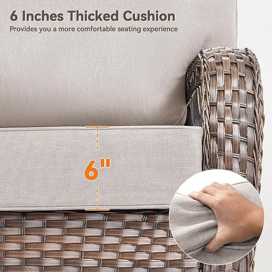 6" Thick Outdoor Cushions 22x24x6, 2-Set Deep Seat Patio Cushions with Removable Cover, Waterproof & Fade Resistant Replacement for Wicker Chair, Loveseat, Sofa - Beige
