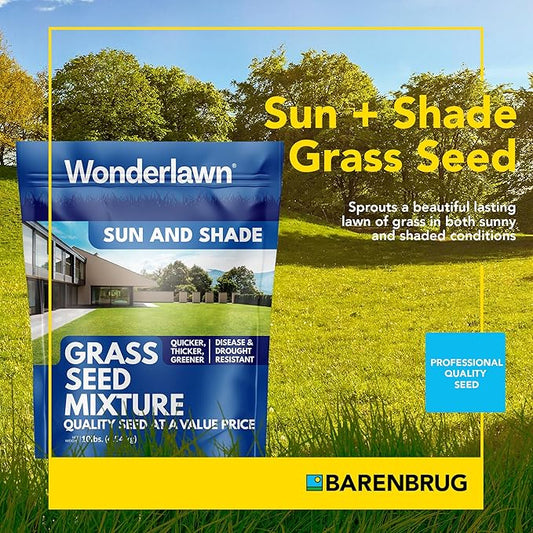Barenbrug Wonderlawn Sun and Shade Grass Seed Mix for Lawn Care and Landscaping, 3 lbs. Bag