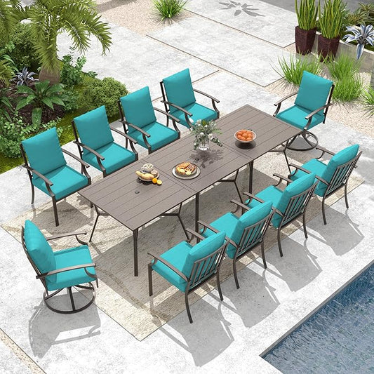 Outdoor Dining Set Patio Dining Table and Chairs Set Outdoor Furniture Set (Blue, 13 Dining Set)