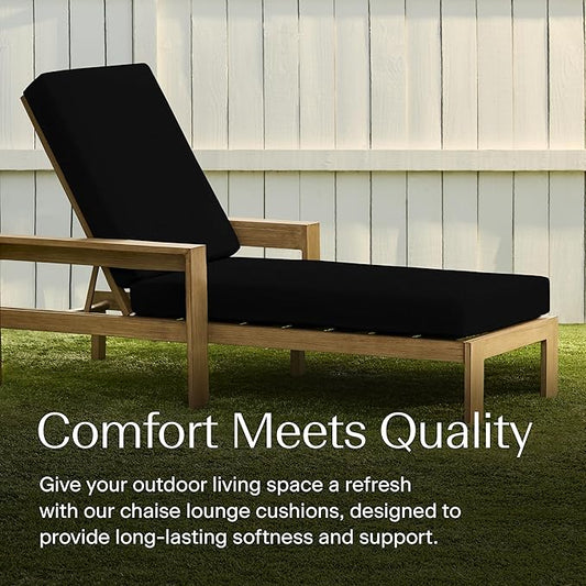 Honeycomb Outdoor Heritage Chaise, 22.5" W x 70" L, Sunbrella Canvas Black Chair Cushion for Patio Furniture