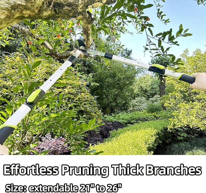 YRTSH Loppers for Tree Trimming Heavy Duty Branch Cutter with Compound Action, Effortless Tree Pruner Extendable 21-26" Loppers for Gardening, Long Handle Pruning Shears with 1.6" Clean Cut Capacity