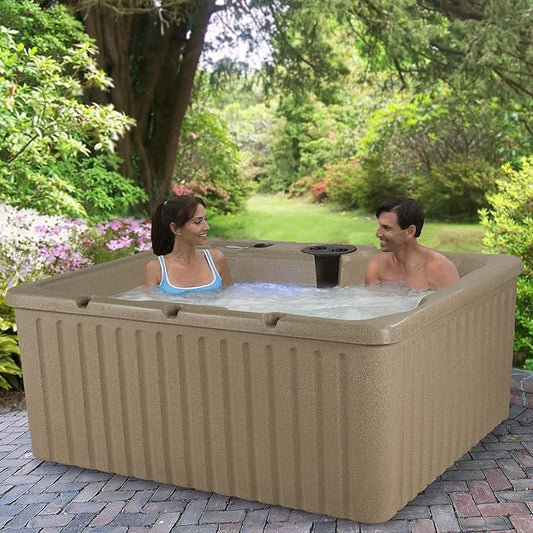 Aqualife Current Hot Tub, 4-Adult Capasity, Plug and Play Spa with Stainless Steel Heater and Free Clip on Cover for Protection