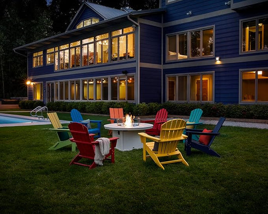 POLYWOOD AD420PB Modern Adirondack Chair, Pacific Blue, Durable High Density Polyethylene Construction, Easy Assembly, Waterproof, Comfortable Contoured Seat