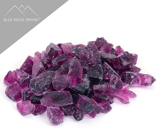 Fire Pit Glass - Fire Glass for Fire Pit - Firepit Glass Rock - Glass Stones - Fire Pit Glass Rocks - Gas & Propane Fire Pit & Fireplace Glass (50 Pound, Purple)