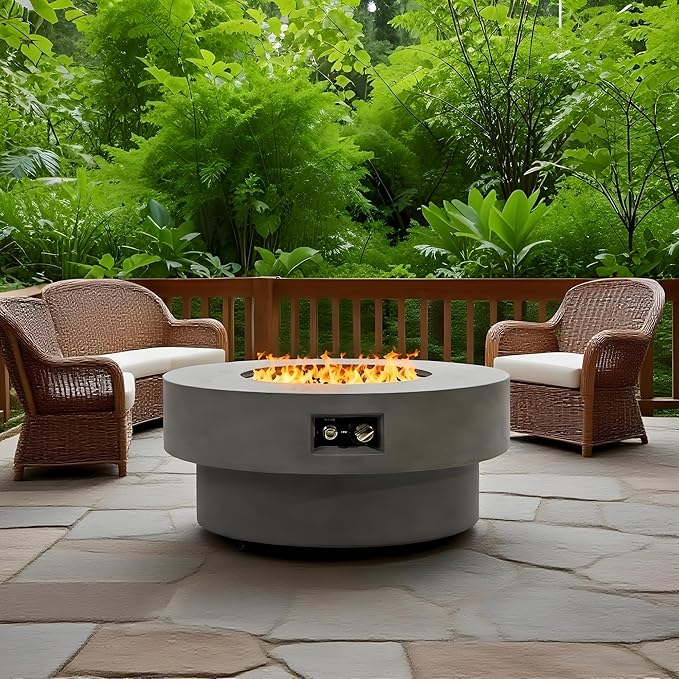 34 inch Round Tabletop Propane Fire Pits,50000BTU Outdoor Firepit Table Suitable for Outdoor, Patio, Balcony,Three Height Adjust