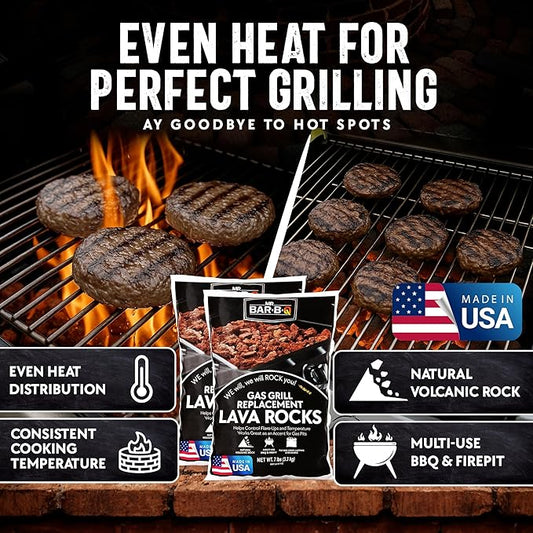 7 Lb. Bag of Natural Lava Rocks for Outdoor BBQ Cooking, Burner Grill, Fire Pit, Bonfires, Campfire, Indoor Fireplace, Fire Bowl, Lava Rocks for Gas Grill Charbroilers by FryOilSaver Co. (Pack of 2)