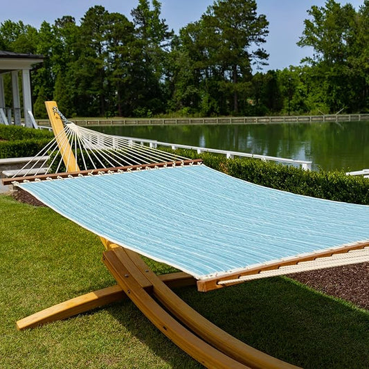 Nags Head Hammocks Harborview Surfside Bella Dura Quilted Hammock, Constructed of Durable Fabrics, Cumaru Spreader Bar, Rolled Rim Grommets, Galvanized Hardware, Handcrafted in The Carolinas