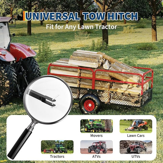 GarveeLife ATV UTV Trailer Tow Behind Dump Cart, 1600 lbs 22 Cubic Feet Heavy Duty Yard Garden Trailer Pull Behind with Removable Sides & All Terrain Tires, Fits Lawn Mower, Tractor, Garden