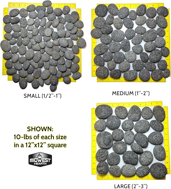 Midwest Hearth Lava Stones for Gas Fire Pit and Fireplace (Small (1/2" - 1"))