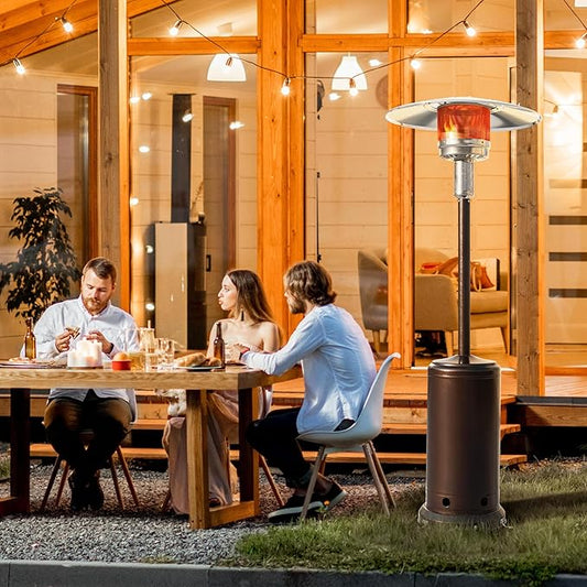 Nuu Garden Outdoor Propane Patio Heater, 46,000 BTU Gas Outdoor Heater with Detachable Wheels, Portable Heater with Waterproof Cover for Garden, Terrace, Backyard, Porch, Bronze