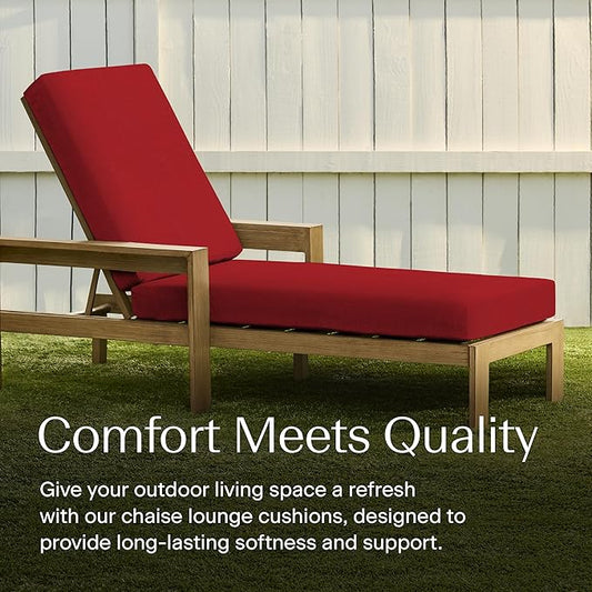 Honeycomb Outdoor Heritage Chaise, 22.5" W x 70" L, Textured Solid Imperial Red Chair Cushion for Patio Furniture