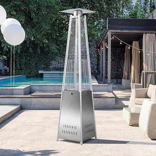 PAMAPIC Patio Heater, 42,000 BTU Pyramid Flame Outdoor Heater, Quartz Glass Tube Propane Heater