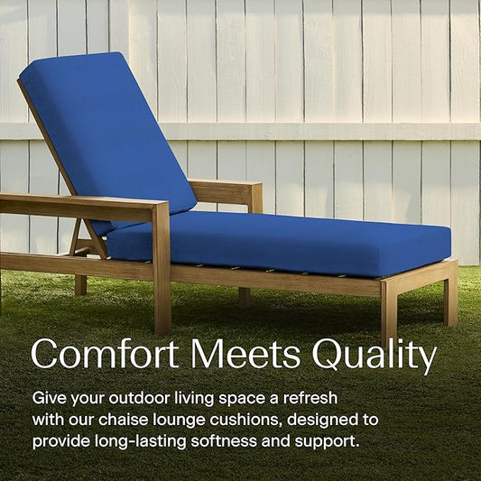 Honeycomb Outdoor Heritage Chaise, 22.5" W x 70" L, Textured Solid Sapphire Blue Chair Cushion for Patio Furniture