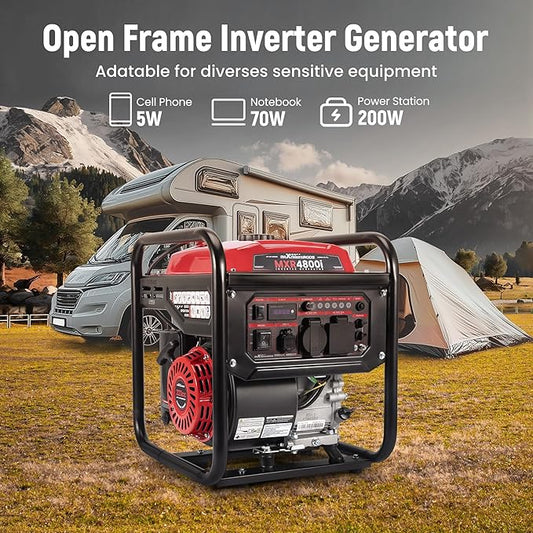 maXpeedingrods 4800 Watt Portable Inverter Generator, Gas Powered Open Frame Generator with ECO Mode, Lightweight for Outdoor Camping, Home Backup, Garden