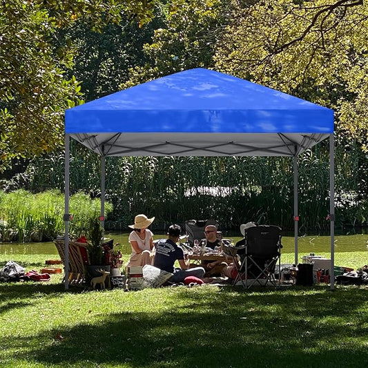 ABCCANOPY 10x10 Pop Up Canopy - Outdoor Patio Portable Canopy Tent Gazebo Heavy Duty for Backyard and Deck with 4 Sandbags and 8 Stakes(Blue)