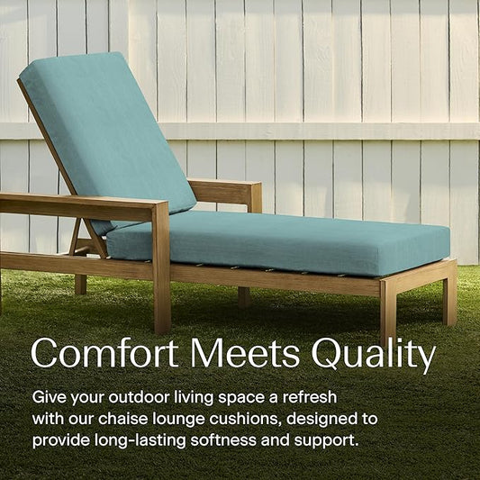 Honeycomb Outdoor Heritage Chaise, 22.5" W x 70" L, Textured Solid Coastal Blue Chair Cushion for Patio Furniture