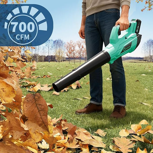 Garvee Leaf Blower Cordless Brushless - 20V Electric Leaf Blower 750CFM 250MPH & 2 Speed Mode, 1 * 4.0Ah Battery Powered, 1*Charger Leaf Blowers for Lawn Care, Blowing Leaves, Patio, Dust
