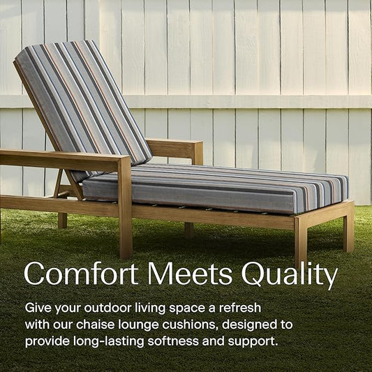 Honeycomb Outdoor Chaise, 22.5" W x 70" L, Stripe Stone Beige Patio Cushion