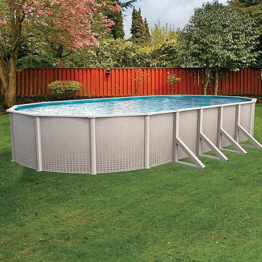 In The Swim 12' x 18' Oval Above Ground Swimming Pool - Freestyle Package - Featuring: Sand Filter, Pump System and A-Frame Ladder