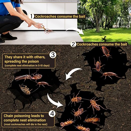 4 Tubes Cockroach Gel Bait, Powerful Roach Repellent Bait Trap Infestation Solution Indoor for Home, Ready-to-Use Cockroach Deterrent for Kitchen Home RV