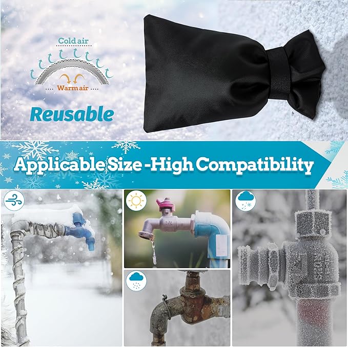Outdoor Faucet Covers for Winter 6 Pack Freeze Protection Insulated Anti-Freeze Waterproof Material,Reusable Faucet Cover Socks for Various Faucet Spigot,Pipe,Garden Hose Bib