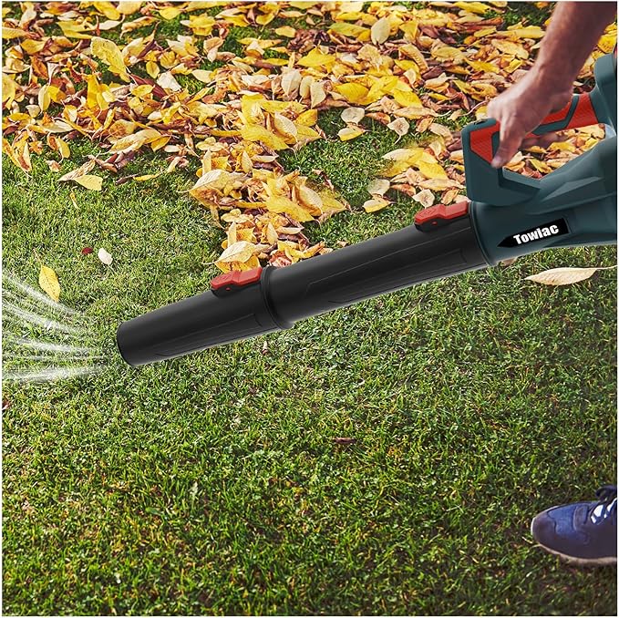 TOWIAC 580CFM Cordless Leaf Blower, 6-Speed Electric Lawn Blower with 2x4.0Ah Battery & Charger, Lightweight Patio Cleaner for Leaves, Snow, and Debris
